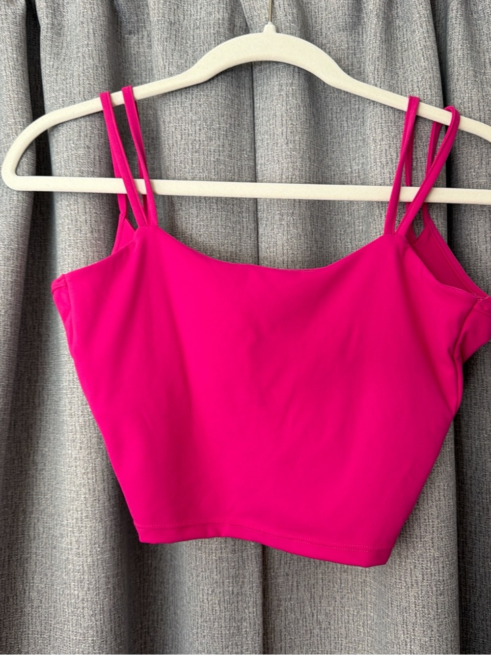 Double-Strap Crop Tank Top in Hot Pink